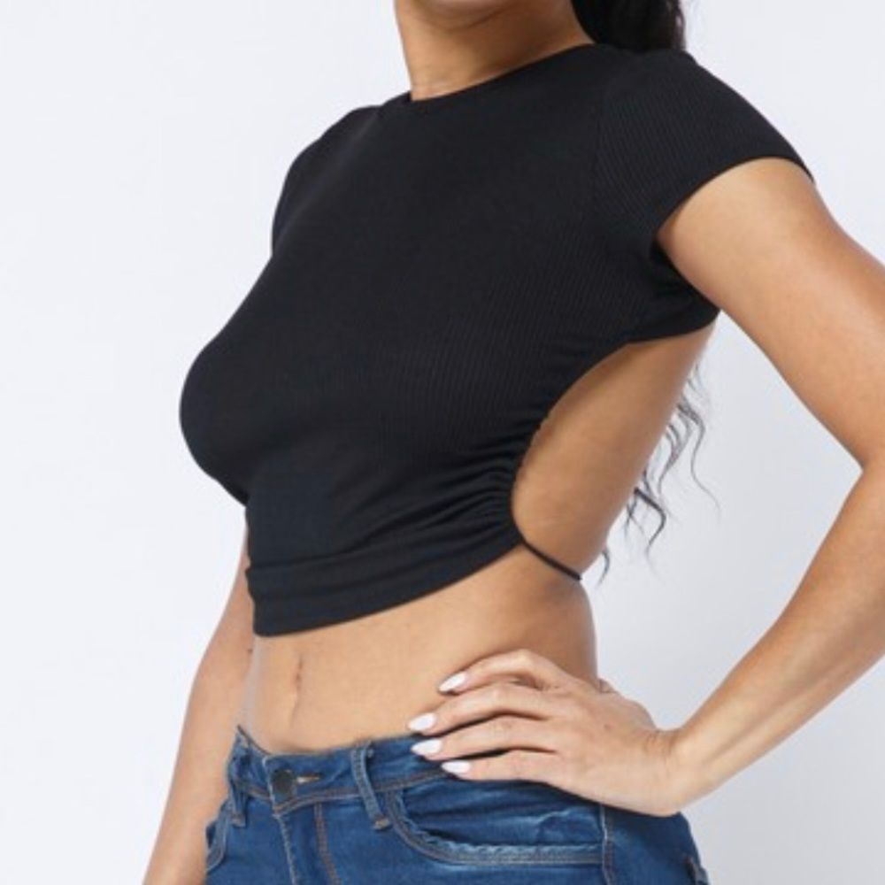 Black Backless Shirt